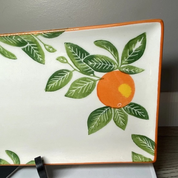 PapArt Seramik Ceramics Oranges Botanical Serving Platter Hand Painted Tray Dish - Picture 3 of 8